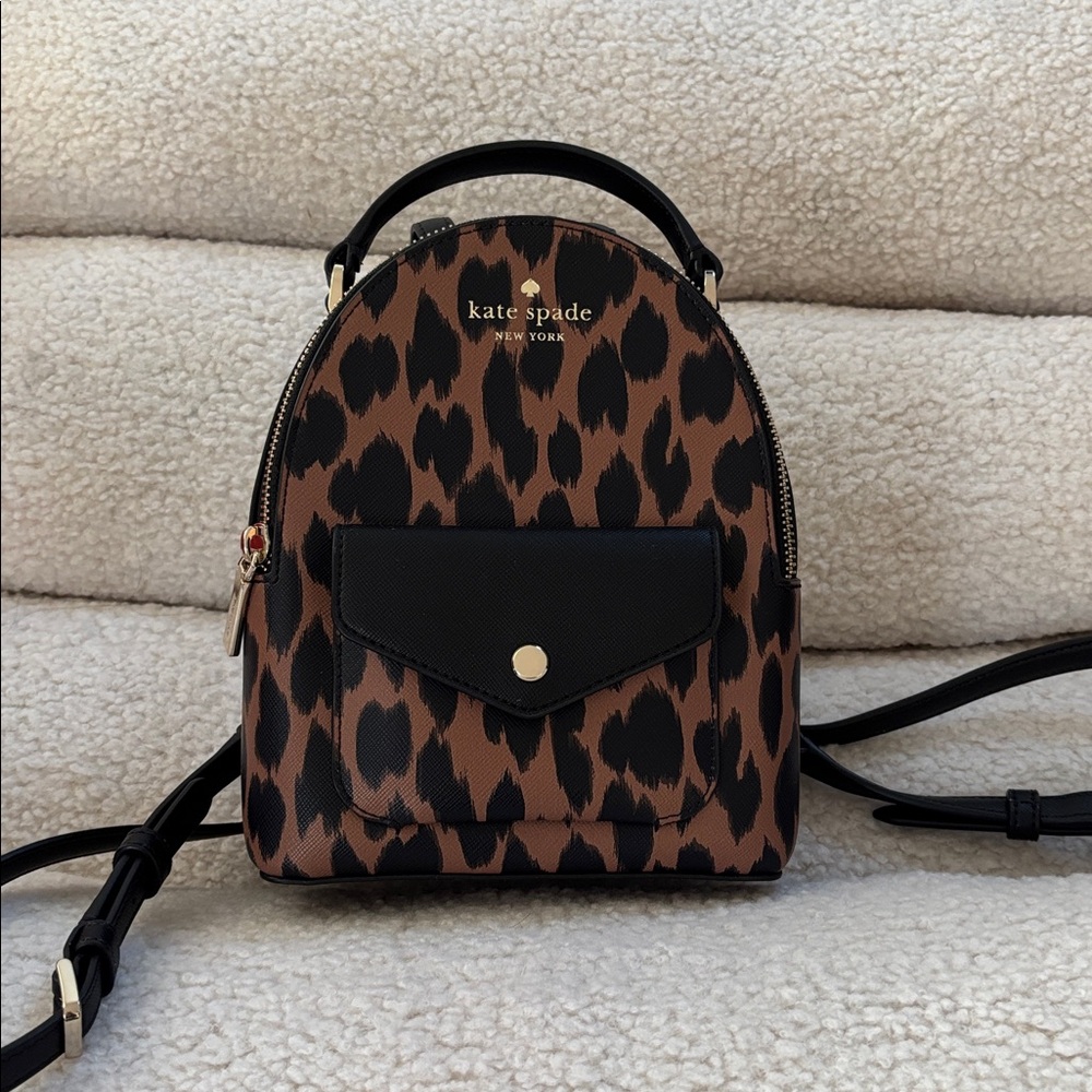 Kate Spade Schuyler Mini Backpack Bag Leopard Saffiano Leather
